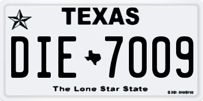 TX license plate DIE7009