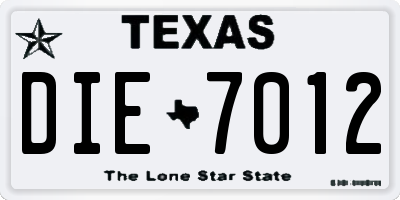 TX license plate DIE7012