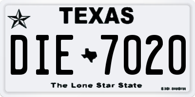 TX license plate DIE7020