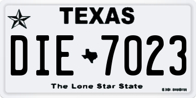 TX license plate DIE7023