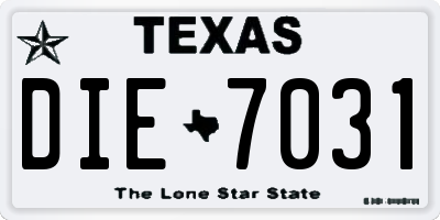 TX license plate DIE7031