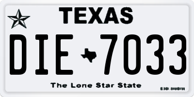 TX license plate DIE7033