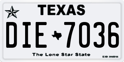 TX license plate DIE7036
