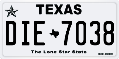 TX license plate DIE7038