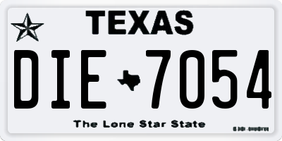 TX license plate DIE7054