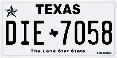 TX license plate DIE7058