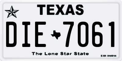 TX license plate DIE7061
