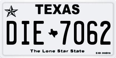 TX license plate DIE7062