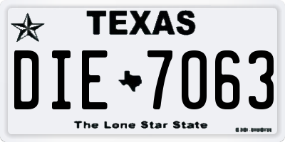 TX license plate DIE7063