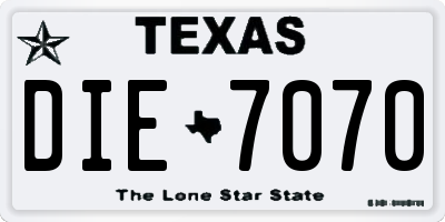 TX license plate DIE7070