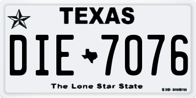 TX license plate DIE7076