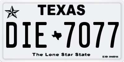 TX license plate DIE7077