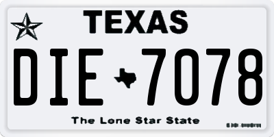 TX license plate DIE7078