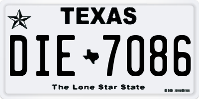 TX license plate DIE7086