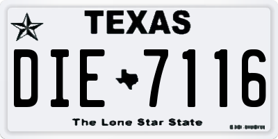 TX license plate DIE7116