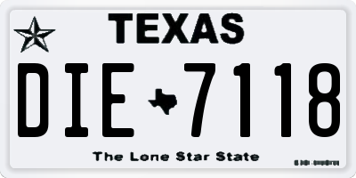 TX license plate DIE7118