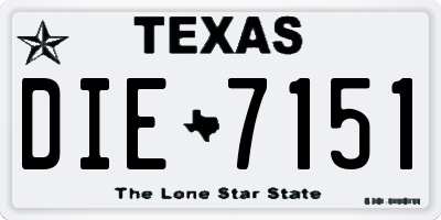 TX license plate DIE7151