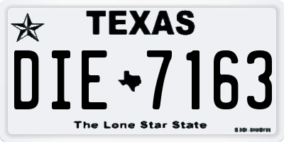 TX license plate DIE7163