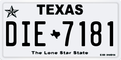 TX license plate DIE7181
