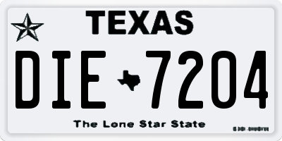 TX license plate DIE7204