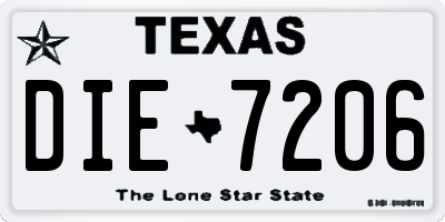 TX license plate DIE7206