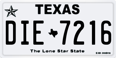 TX license plate DIE7216