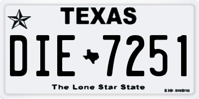 TX license plate DIE7251