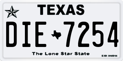 TX license plate DIE7254