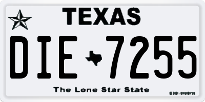 TX license plate DIE7255