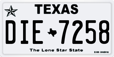 TX license plate DIE7258