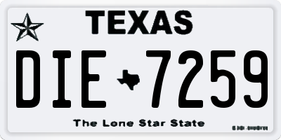 TX license plate DIE7259