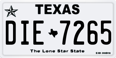 TX license plate DIE7265