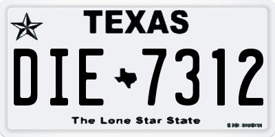 TX license plate DIE7312