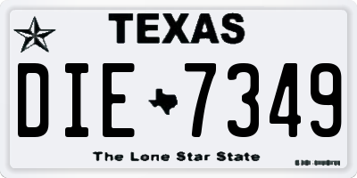 TX license plate DIE7349
