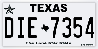 TX license plate DIE7354