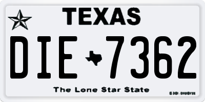 TX license plate DIE7362