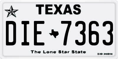 TX license plate DIE7363
