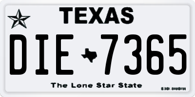 TX license plate DIE7365