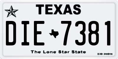 TX license plate DIE7381