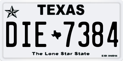 TX license plate DIE7384