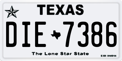 TX license plate DIE7386