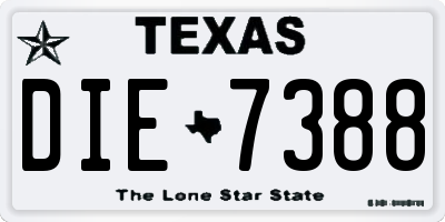 TX license plate DIE7388