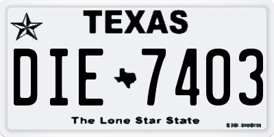 TX license plate DIE7403