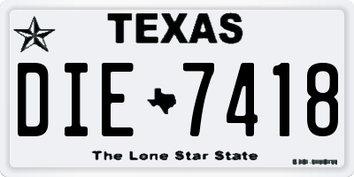 TX license plate DIE7418