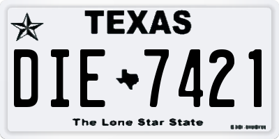 TX license plate DIE7421