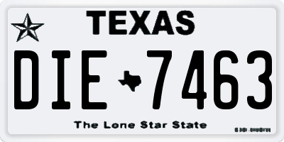 TX license plate DIE7463