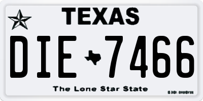 TX license plate DIE7466