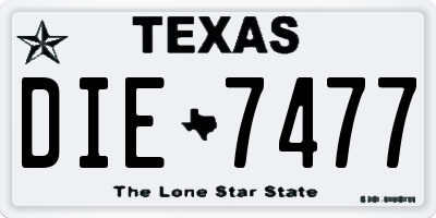 TX license plate DIE7477