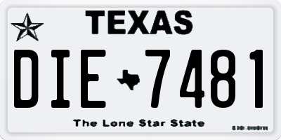 TX license plate DIE7481