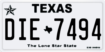 TX license plate DIE7494